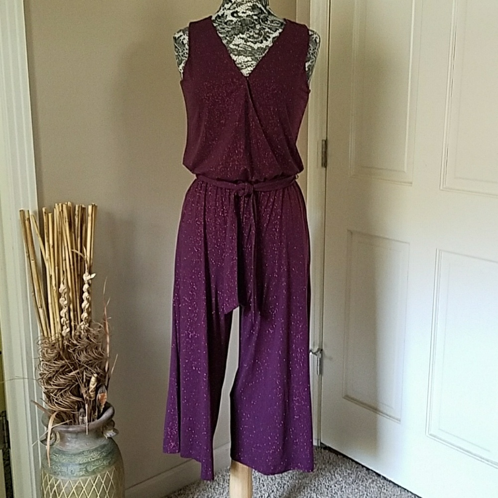 Michael Kors plum glitter jumpsuit, size S